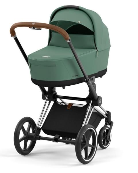 Коляска 3 в 1 Cybex Priam IV Chrome Brown complete и автокресло Aton B2 i-Size Bay Blue Leaf Green