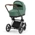 Коляска 3 в 1 Cybex Priam IV Chrome Brown complete и автокресло Aton B2 i-Size Bay Blue Leaf Green