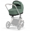 Коляска 3 в 1 Cybex Priam IV Chrome Brown complete и автокресло Aton B2 i-Size Bay Blue Leaf Green