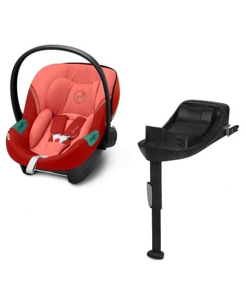 Коляска 3 в 1 Cybex Priam IV Rosegold и автокресло Aton S2 i-Size с базой Base One Sepia Black/Hibiscus Red