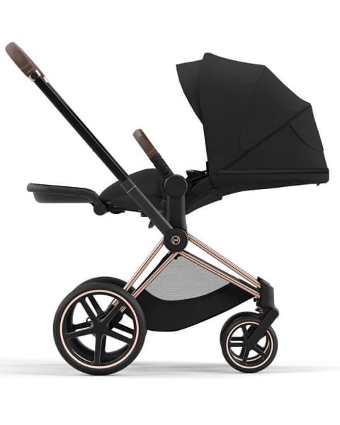 Коляска 3 в 1 Cybex Priam IV Rosegold и автокресло Aton S2 i-Size с базой Base One Sepia Black/Hibiscus Red