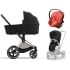 Коляска 3 в 1 Cybex Priam IV Rosegold и автокресло Aton S2 i-Size с базой Base One Sepia Black/Hibiscus Red