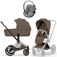 Коляска 3 в 1 Cybex Priam V Rosegold Style Coconut Brown + Cloud G3 Stone Grey Plus