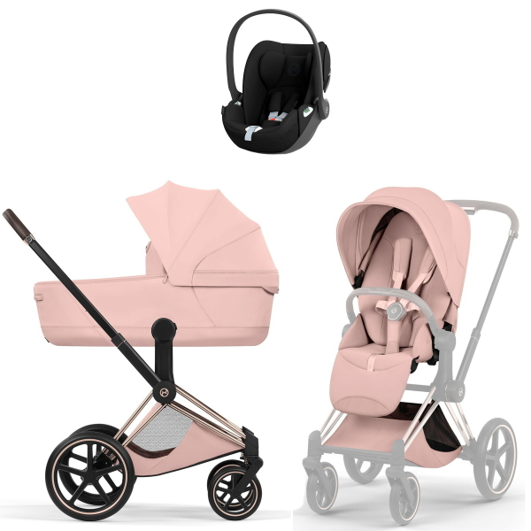 Коляска 3 в 1 Cybex Priam V Rosegold Style Peach Pink + Cloud T Sepia Black