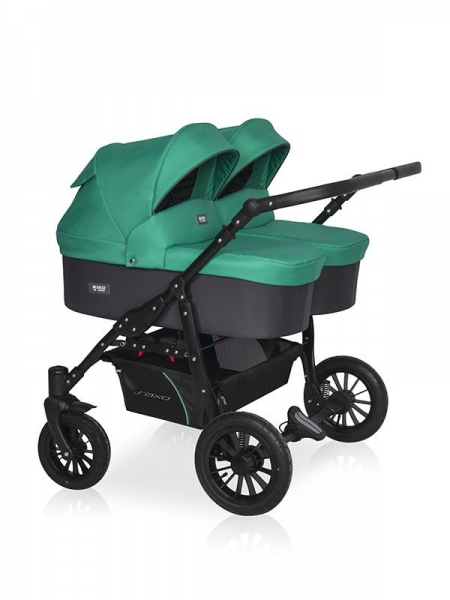 Коляска для двойни 2 в 1 Riko Basic Saxo, 01 (Бирюзовый / Чёрный)