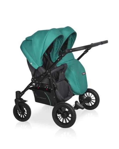 Коляска для двойни 2 в 1 Riko Basic Saxo, 01 (Бирюзовый / Чёрный)