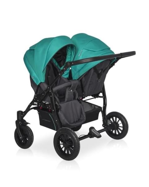 Коляска для двойни 2 в 1 Riko Basic Saxo, 01 (Бирюзовый / Чёрный)
