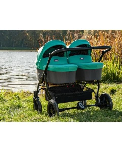 Коляска для двойни 2 в 1 Riko Basic Saxo, 01 (Бирюзовый / Чёрный)