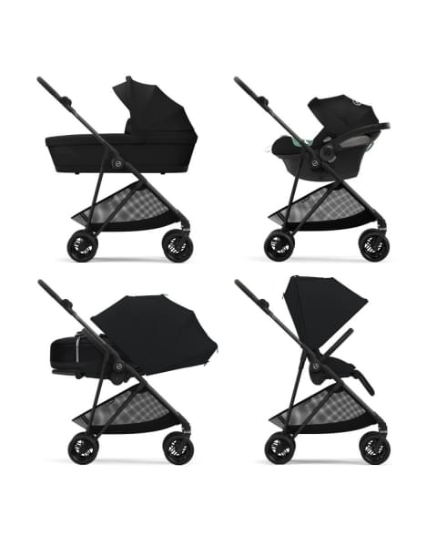 Коляска прогулочная Cybex Melio Carbon (с дождевиком), Moon Black (Черный)