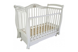 Кровать детская "Julia-11" (универсальный маятник+колеса, автостенка съемная, ящик) (белый)