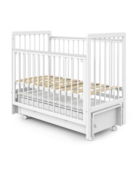 Кровать детская Pituso TINY ящик-маятник/колесо Белая аляска