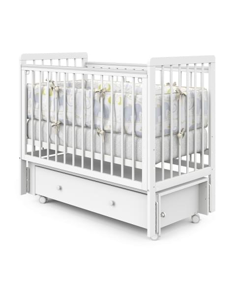 Кровать детская Pituso TINY ящик-маятник/колесо Белая аляска