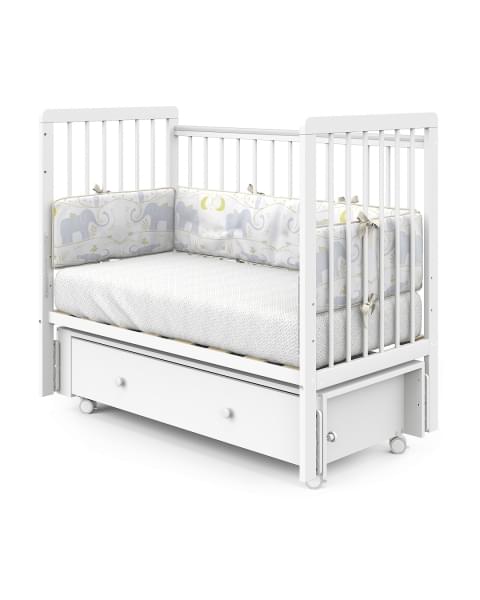 Кровать детская Pituso TINY ящик-маятник/колесо Белая аляска