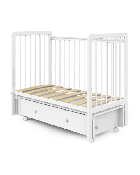 Кровать детская Pituso TINY ящик-маятник/колесо Белая аляска