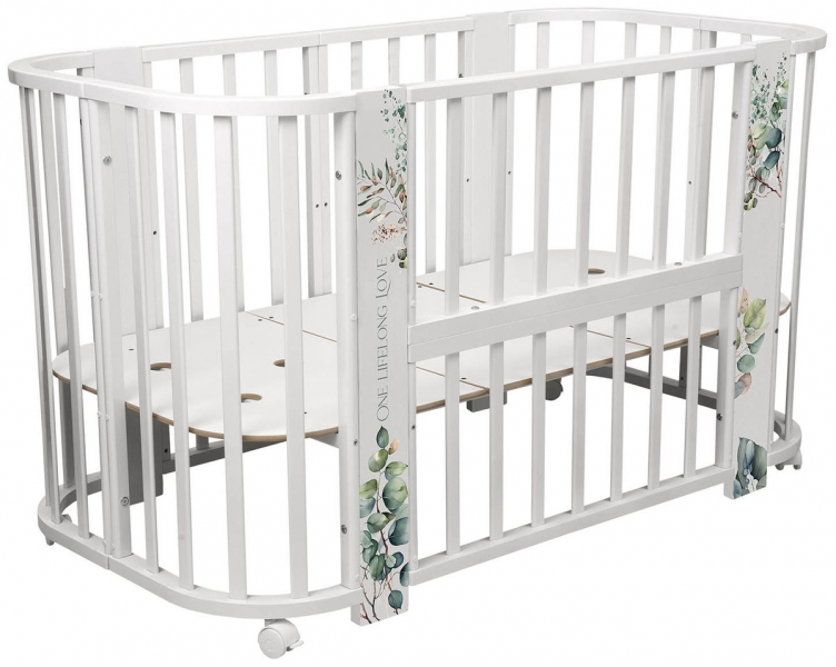 Кроватка-трансформер Indigo Baby Line 5 в 1 листочки