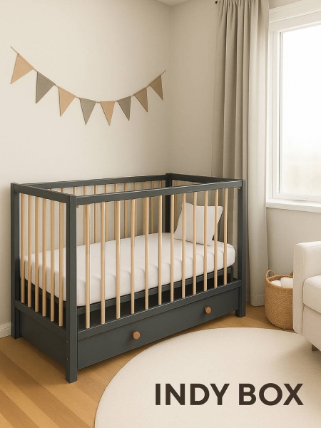 Кроватка Rant Indy Box маятник Moon grey