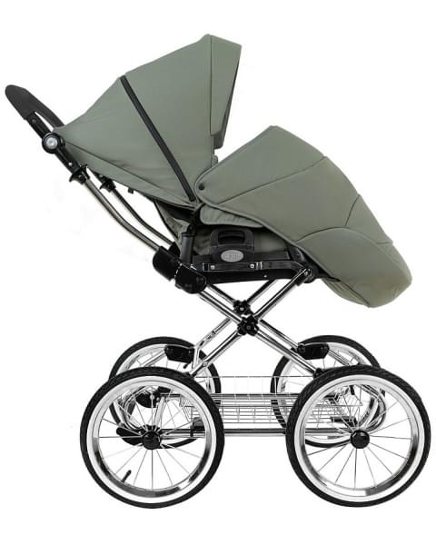 Детская коляска Roan Bass Next Classic 2.0 d14 3 в 1 с автокреслом Tutis Elo Lux EduSky Black BSNC/92/2 Sage Green/Black/руч.Black