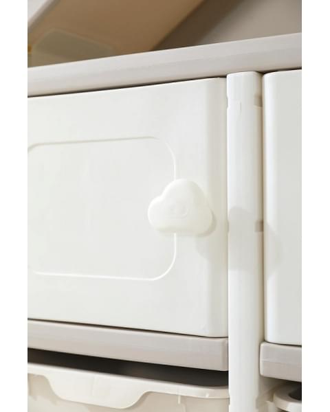 Стеллаж для игрушек UNIX Kids House 7 ящиков, 2 полки с дверцей Grey