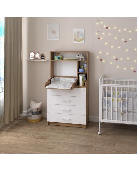 Пеленальный комод Sweet Baby Albero New Дуб канзас/аляска белая
