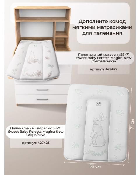 Пеленальный комод Sweet Baby Albero New Дуб канзас/аляска белая