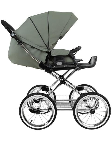 Детская коляска Roan Bass Next Classic 2.0 d14 3 в 1 с автокреслом Tutis Elo Lux EduSky Black BSNC/92/2 Sage Green/Black/руч.Black