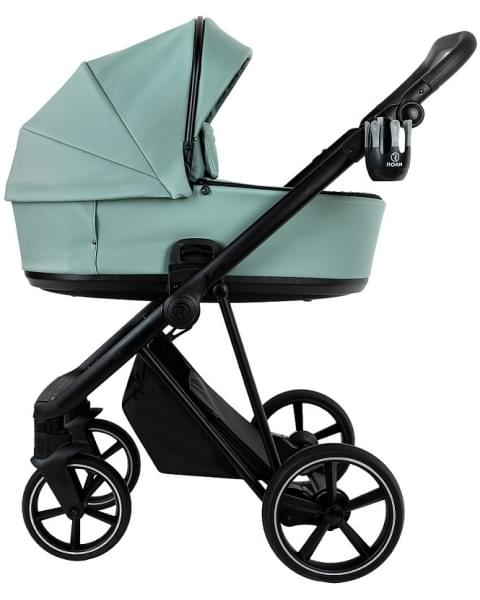 Детская коляска Roan Sol Vintage Leather 2.0 3 в 1 с автокреслом Tutis Elo Lux Edusky Black SL/13/L Misti Mint/Grey/руч. Серый