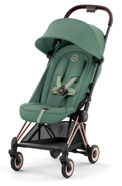 Прогулочная коляска Cybex Coya Leaf Green с дождевиком и бампером/Rosegold