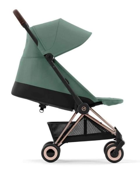 Прогулочная коляска Cybex Coya Leaf Green с дождевиком и бампером/Rosegold