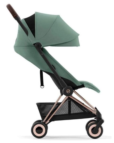 Прогулочная коляска Cybex Coya Leaf Green с дождевиком и бампером/Rosegold