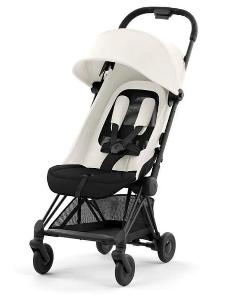 Прогулочная коляска Cybex Coya Off White с дождевиком и бампером/Matt Black
