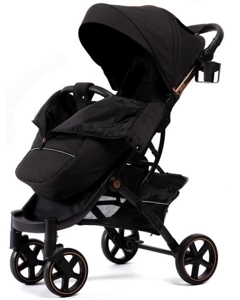 Прогулочная коляска Peppy Polo 2.0 rose black хром рама, сумка