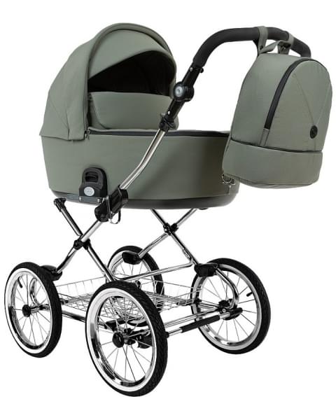 Детская коляска Roan Bass Next Classic 2.0 d14 3 в 1 с автокреслом Tutis Elo Lux EduSky Black BSNC/92/2 Sage Green/Black/руч.Black