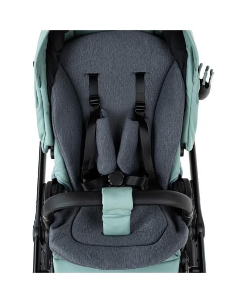 Детская коляска Roan Sol Vintage Leather 2.0 3 в 1 с автокреслом Tutis Elo Lux Edusky Black SL/13/L Misti Mint/Grey/руч. Серый