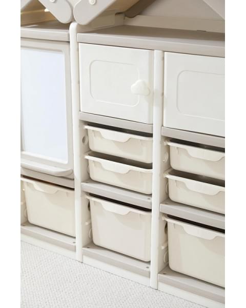 Стеллаж для игрушек UNIX Kids House 7 ящиков, 2 полки с дверцей Grey