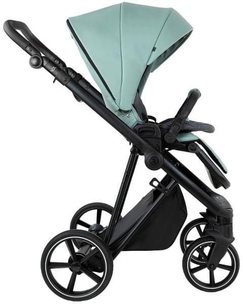 Детская коляска Roan Sol Vintage Leather 2.0 3 в 1 с автокреслом Tutis Elo Lux Edusky Black SL/13/L Misti Mint/Grey/руч. Серый