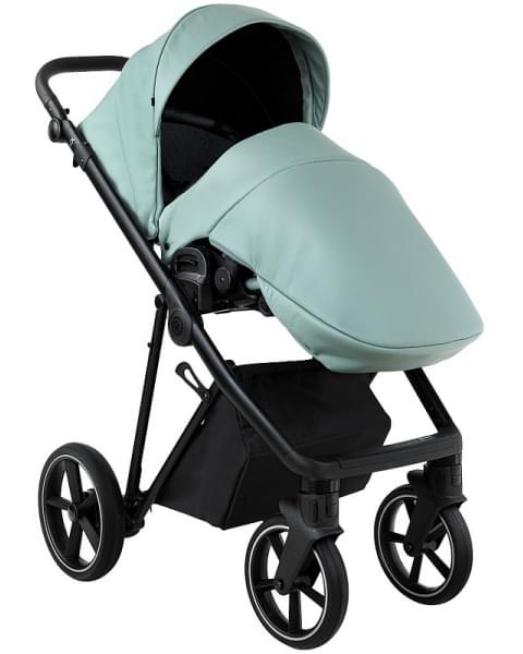 Детская коляска Roan Sol Vintage Leather 2.0 3 в 1 с автокреслом Tutis Elo Lux Edusky Black SL/13/L Misti Mint/Grey/руч. Серый