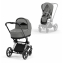 Коляска 2 в 1 Cybex Priam IV шасси Chrome Black, Soho Grey (Серый)