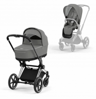 Коляска детская 2 в 1 Cybex Priam IV шасси Chrome Black, Soho Grey (Серый)