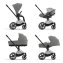 Коляска 2 в 1 Cybex Priam IV шасси Chrome Black, Soho Grey (Серый)
