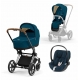 Коляска 3 в 1 Cybex Priam IV шасси Chrome Brown, Mountain Blue (Синий)