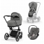 Коляска 3 в 1 Cybex Priam IV шасси Chrome Black, Soho Grey (Серый)