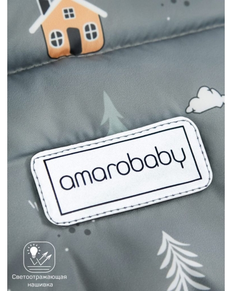 Конверт зимний меховой Amarobaby Snowy Baby, Горы / Cерый, 85 см