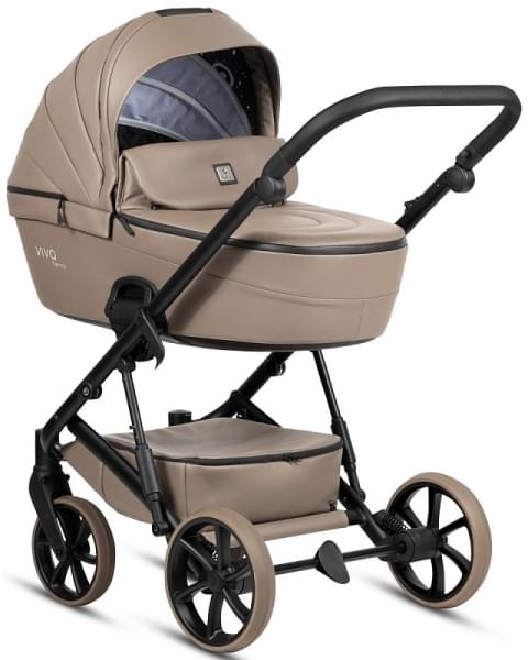 Детская коляска Tutis Viva 6 Plus Leather 3 в 1 с автокреслом Elo Lux EduSky Black 1612149 Cappuccino