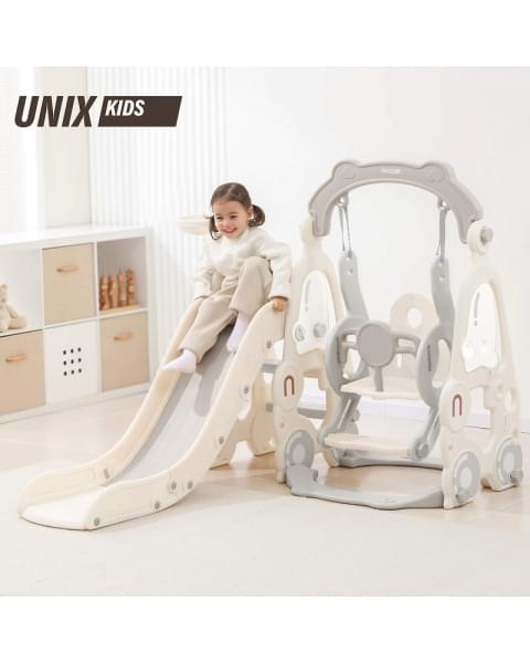 Горка с качелями UNIX Kids Car Grey
