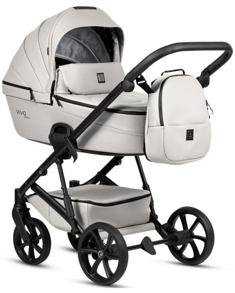 Детская коляска Tutis Viva 6 Plus Leather 3 в 1 с автокреслом Elo Lux EduSky Black 1612085 Cloud