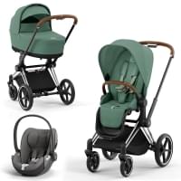 Cybex Priam IV 3 в 1 шасси Chrome Brown, Leaf Green (Зеленый) + Cloud T i-Size