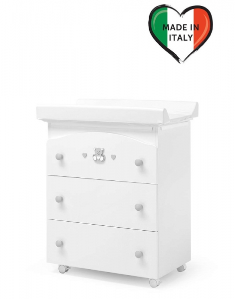 Пеленальный комод Erbesi Charly 3 ящика белый/серый
