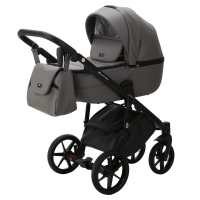 Детская коляска Adamex Bibione Deluxe 2 в 1 BI-SA04 (СЕРАЯ КОЖА)