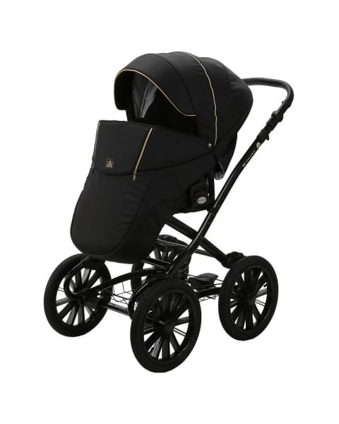 Детская коляска Adamex Chantal Retro 2 в 1 C1-A (ЧЕРНЫЙ+ЗОЛОТЫЕ МОЛНИИ)