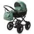 Детская коляска Adamex Chantal Retro Deluxe 2 в 1 C105B (ИЗУМРДНАЯ 100% КОЖА-ЗОЛОТЫЕ МОЛНИИ)